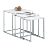 Relaxdays Set of 3 Nesting Tables, Size: 42 x 40 x 40 cm Coffee Tables, Wood and Metal, White